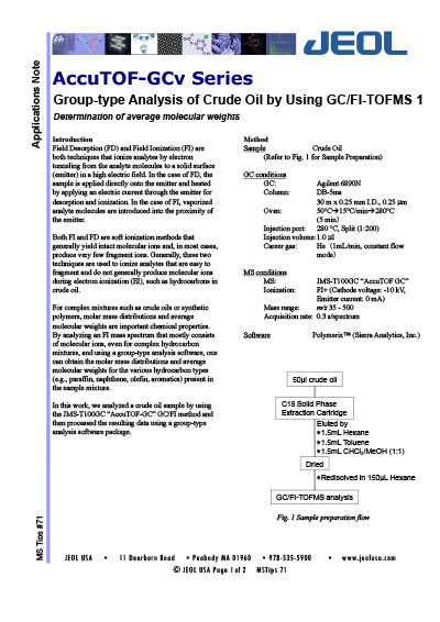 Group-type Analysis of Crude Oil by Using GC/FI-TOFMS Part 1: Determination of average molecular weights